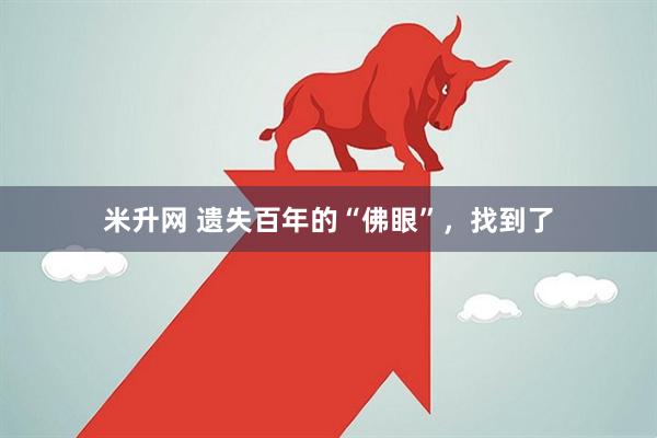 米升网 遗失百年的“佛眼”，找到了